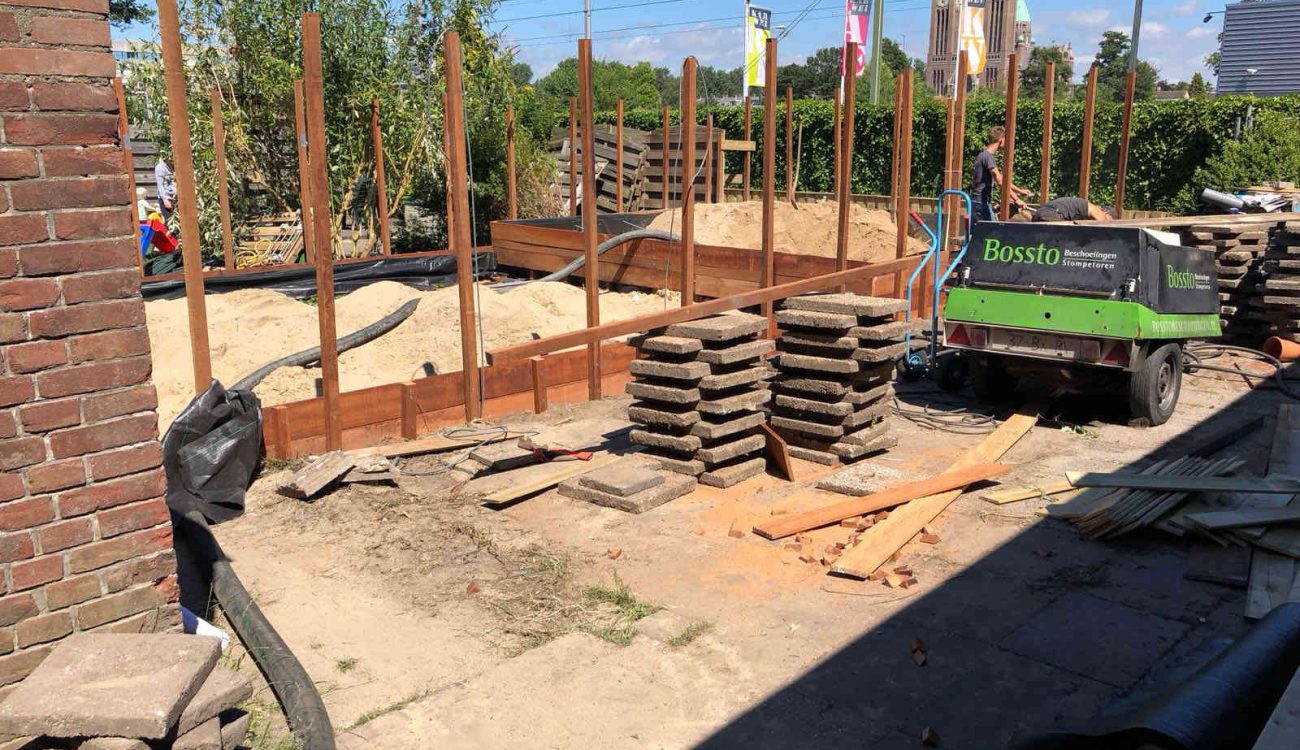 Tuin ophogen met zand zandblazen Haarlem