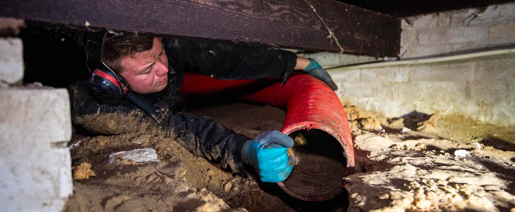 Kruipruimte uitgraven met zuigtechniek