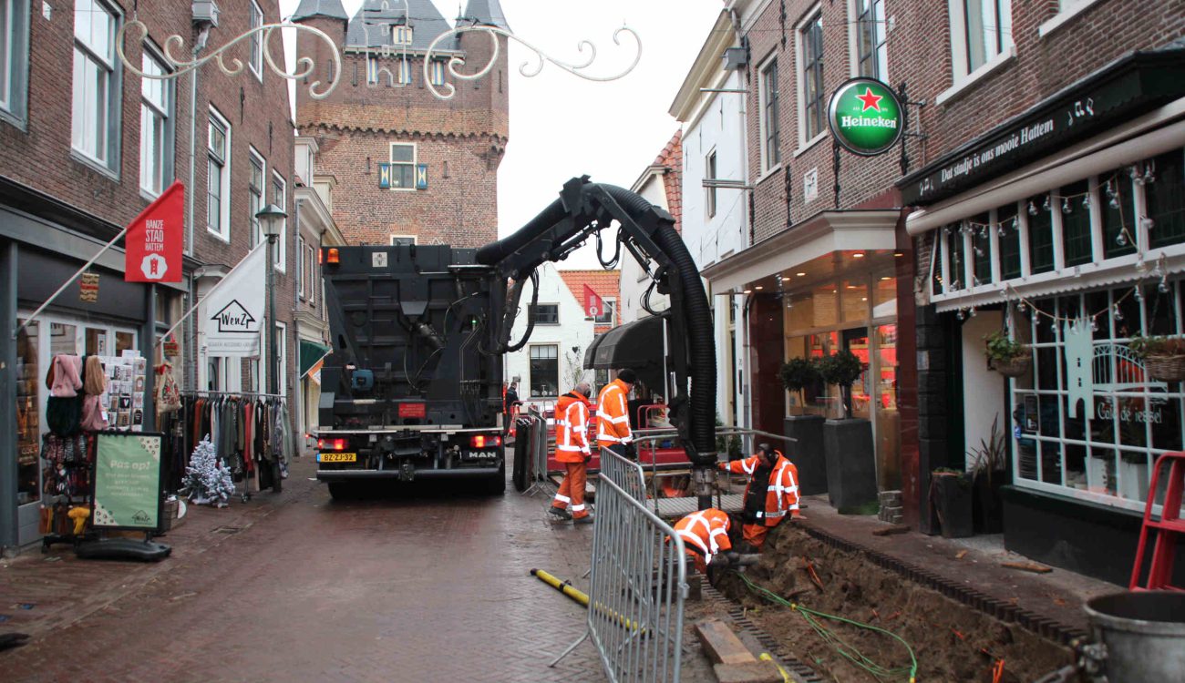 Kabelsleuf graven in Hattem