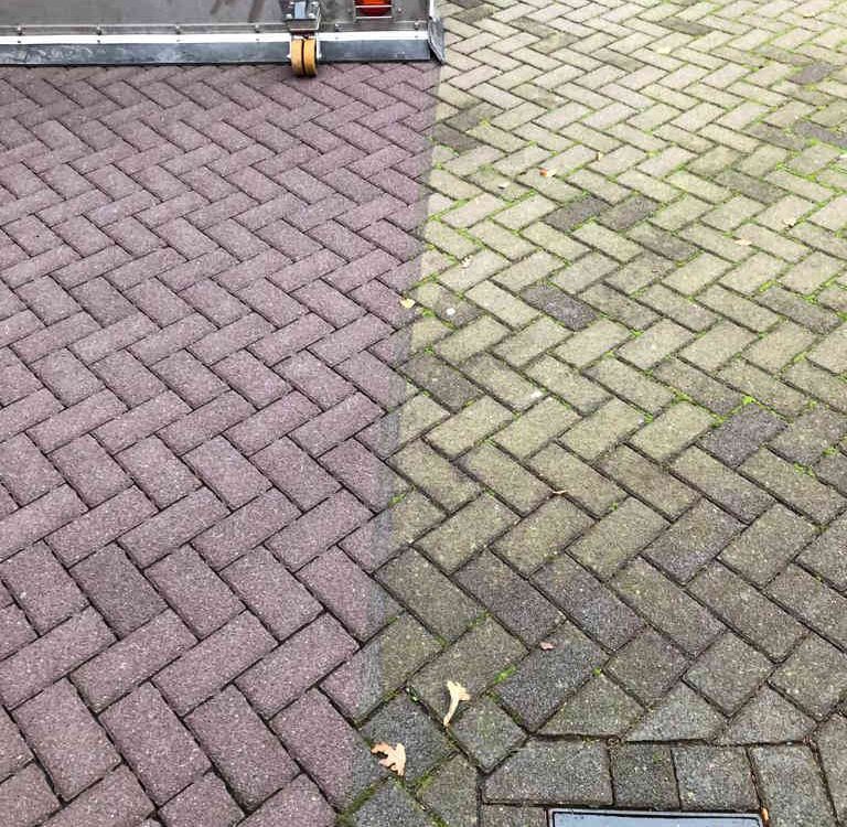 Voorbeeld reiniging waterpasserende en waterdoorlatende bestrating