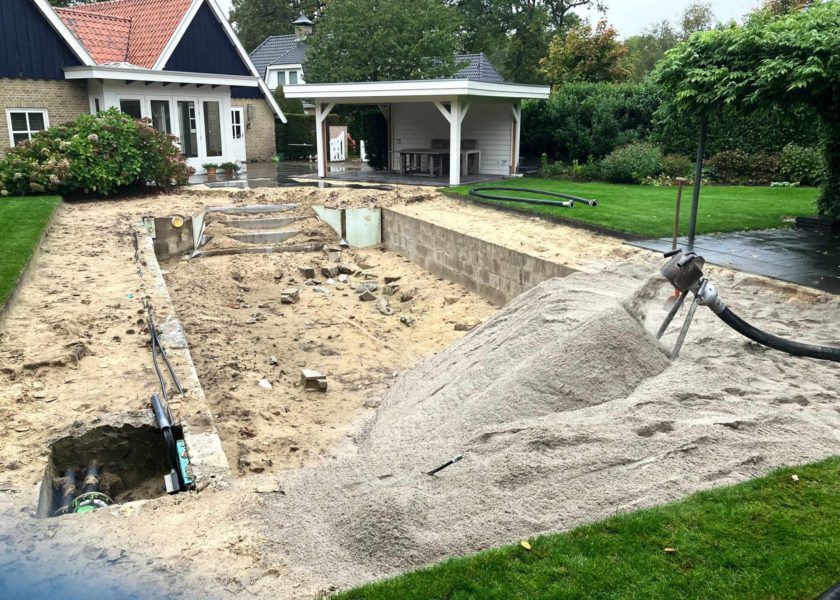 Zwembad dempen met zand
